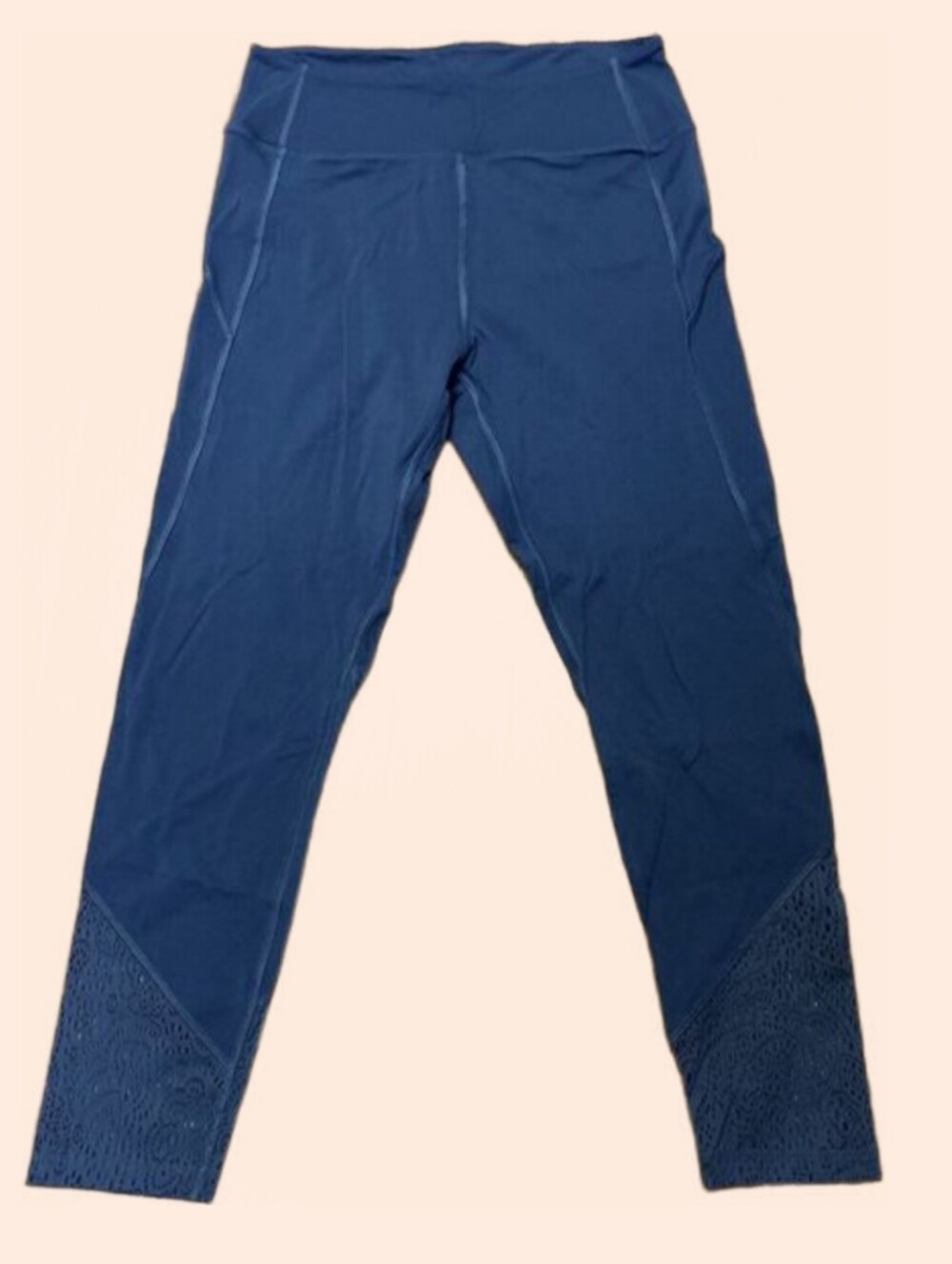 Pink Sport Size L Victoria's Secret  Blue Leggings With Lace Cutout At Ankles